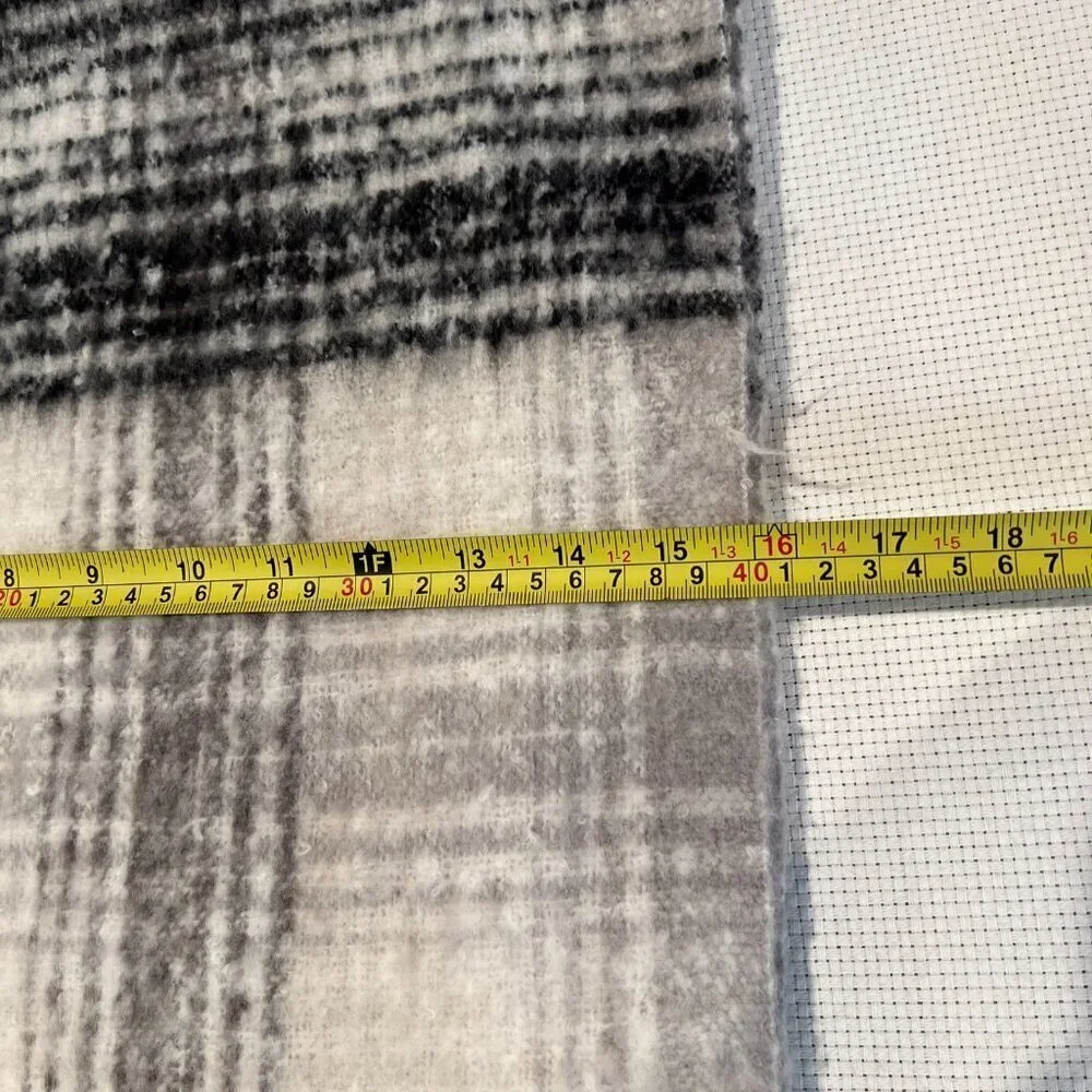 Unisex Gray Plaid Scarf Eco Friendly Recycled Plastic Ultra Soft Large 16